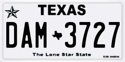 TX license plate DAM3727