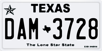 TX license plate DAM3728