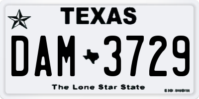 TX license plate DAM3729