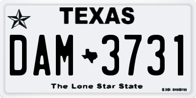 TX license plate DAM3731