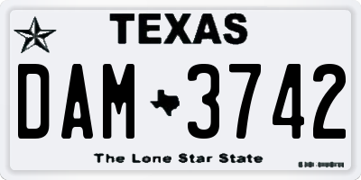 TX license plate DAM3742