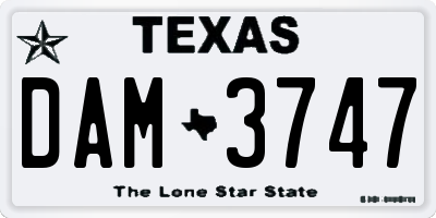TX license plate DAM3747
