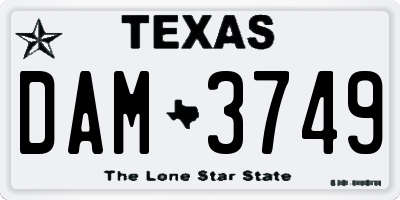 TX license plate DAM3749