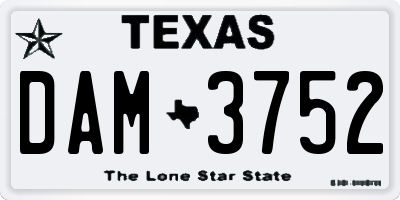 TX license plate DAM3752