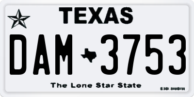 TX license plate DAM3753