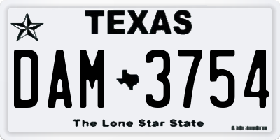 TX license plate DAM3754