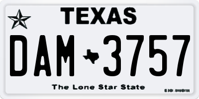 TX license plate DAM3757