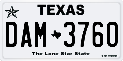 TX license plate DAM3760