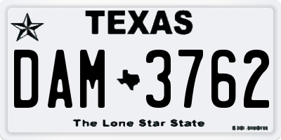 TX license plate DAM3762