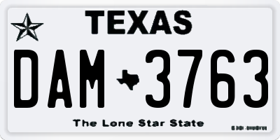 TX license plate DAM3763