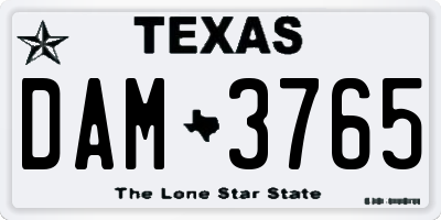 TX license plate DAM3765