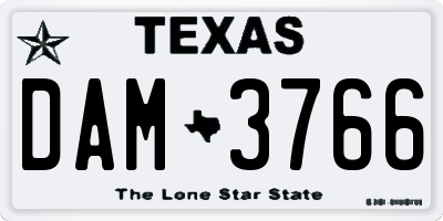 TX license plate DAM3766