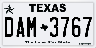 TX license plate DAM3767