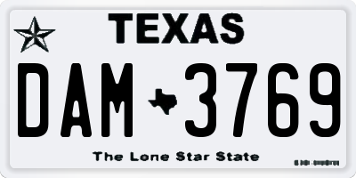 TX license plate DAM3769