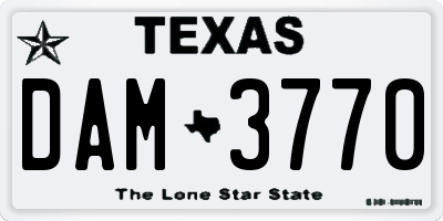TX license plate DAM3770
