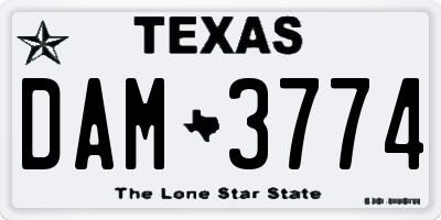 TX license plate DAM3774