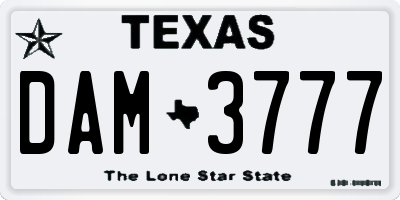 TX license plate DAM3777