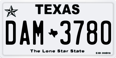 TX license plate DAM3780