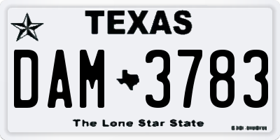 TX license plate DAM3783