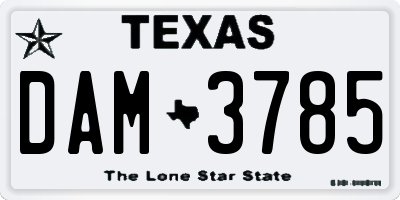 TX license plate DAM3785