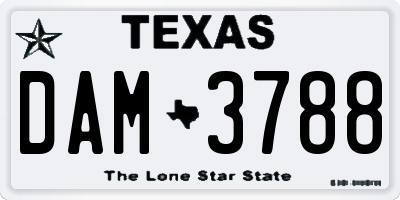 TX license plate DAM3788