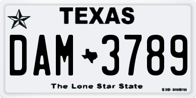 TX license plate DAM3789