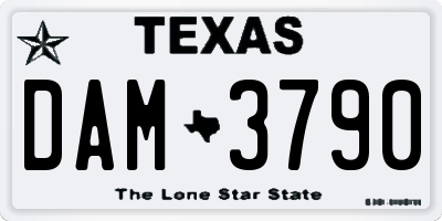 TX license plate DAM3790