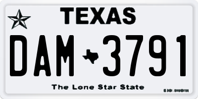 TX license plate DAM3791