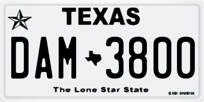TX license plate DAM3800
