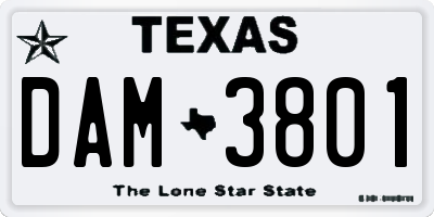 TX license plate DAM3801