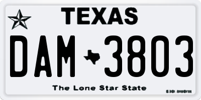 TX license plate DAM3803