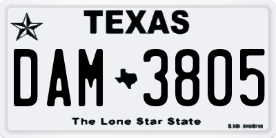 TX license plate DAM3805