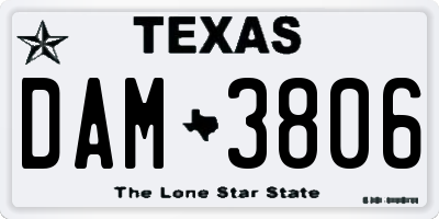 TX license plate DAM3806