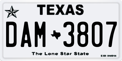 TX license plate DAM3807