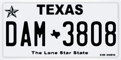 TX license plate DAM3808