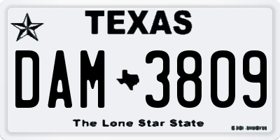 TX license plate DAM3809