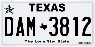 TX license plate DAM3812