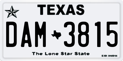 TX license plate DAM3815