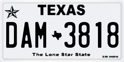 TX license plate DAM3818