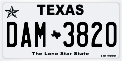 TX license plate DAM3820