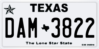 TX license plate DAM3822