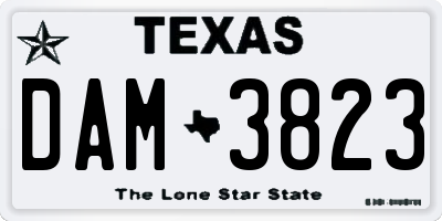 TX license plate DAM3823