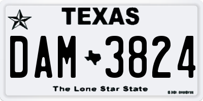 TX license plate DAM3824