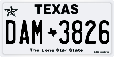 TX license plate DAM3826