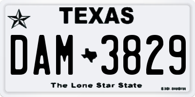 TX license plate DAM3829