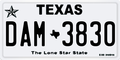 TX license plate DAM3830