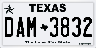 TX license plate DAM3832