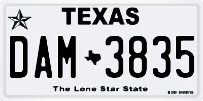 TX license plate DAM3835