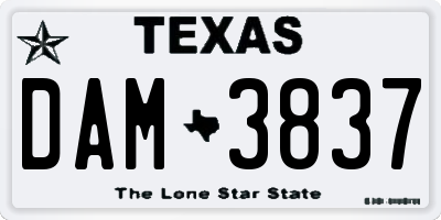 TX license plate DAM3837
