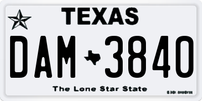 TX license plate DAM3840